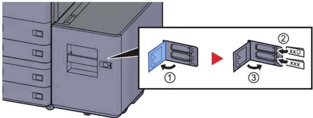 OLIVETTI dColor MF2555 - Introduire l'indication sur la feuille de sorte qu'elle corresponde au format et au type de papier à placer - 1