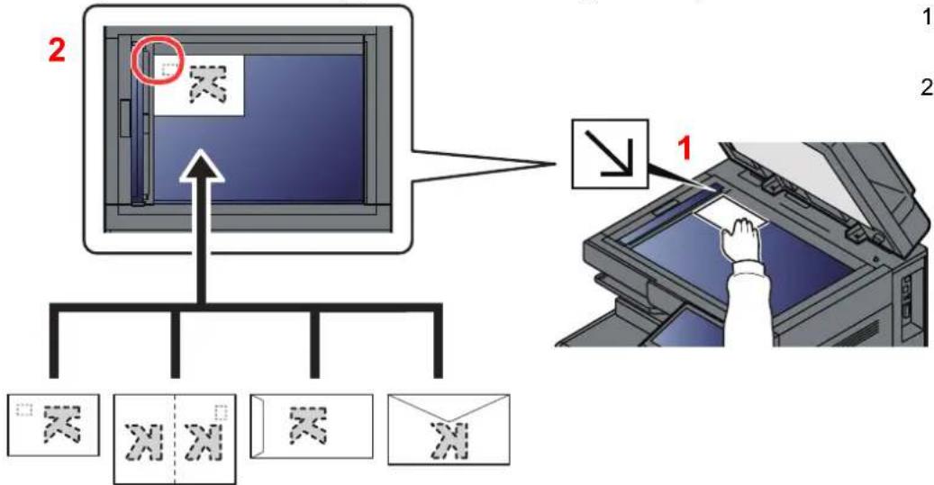 OLIVETTI dColor MF2555 - Lors du placement des enveloppes ou cartes sur la glace d'exposition - 1