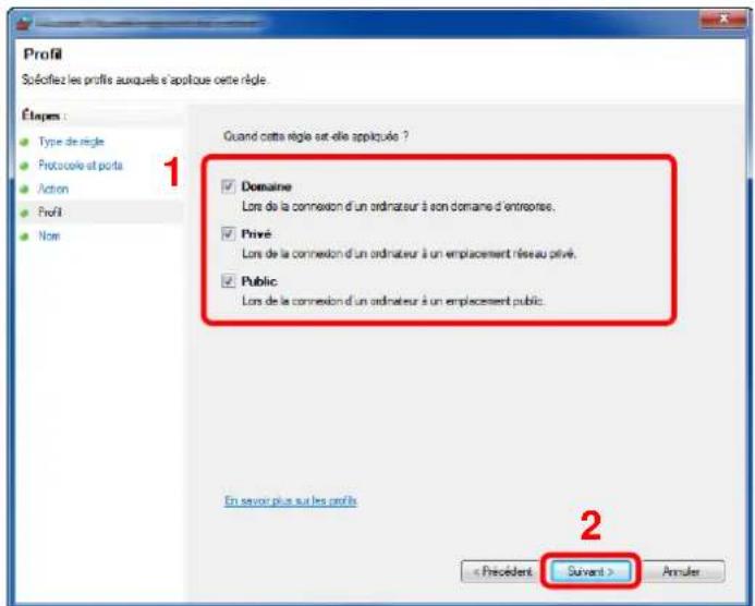 OLIVETTI dCopia 5001MF - Sélectionner [TCP] comme port auquel appliquer la règle. sélectionner ensuite [ports locaux spécifiques] et saisir "445" puis cliquer sur [suivant]. - 3