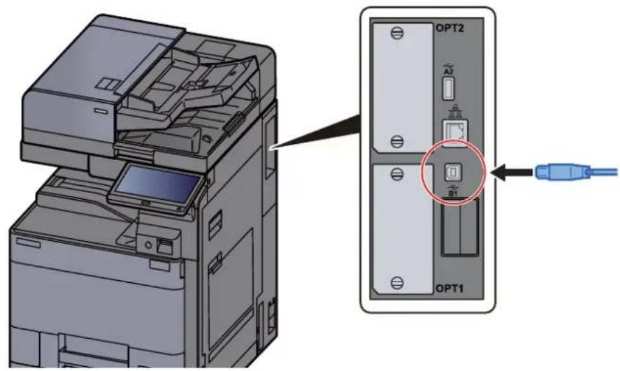 OLIVETTI dCopia 5001MF - Raccorder le câble à la machine. - 1