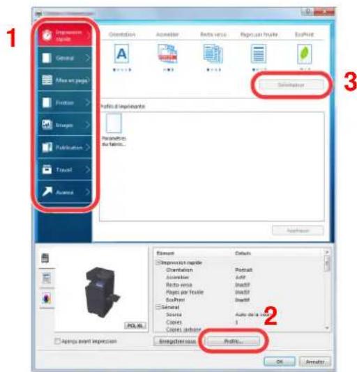 OLIVETTI dCopia 5001MF - Écran des propriétés du pilote d'imprimante - 1