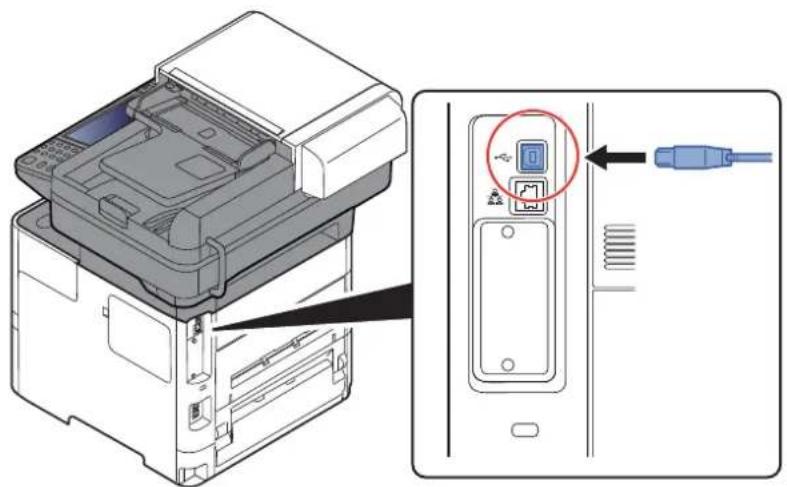 OLIVETTI dCopia 4513M plus - Raccorder le cable à la machine. - 1