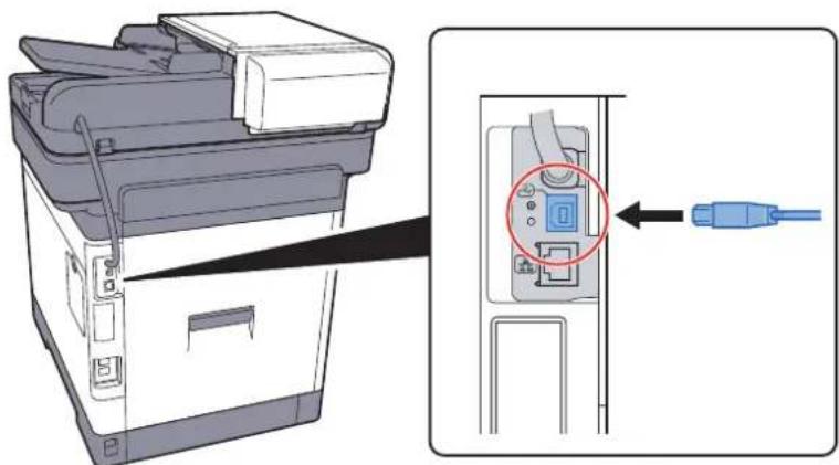 OLIVETTI dColor MF3023 - Raccorder le cable à la machine. - 1