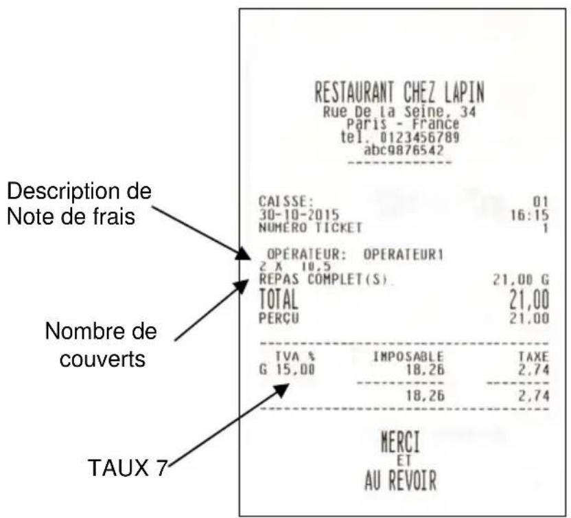 OLIVETTI Nettun@7000int’l 4Restaurant - Exemple de ticket de caisse - 1