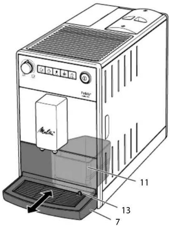 MELITTA Purista F23014 - Lekbakje en residubak legen - 2