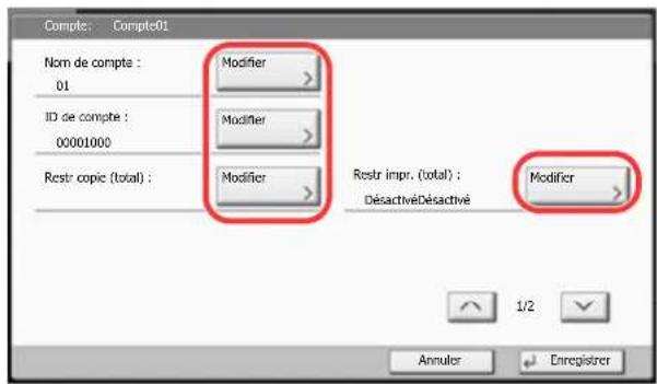 OLIVETTI dCopia 4500MF plus - Modification des informations de compte - 1