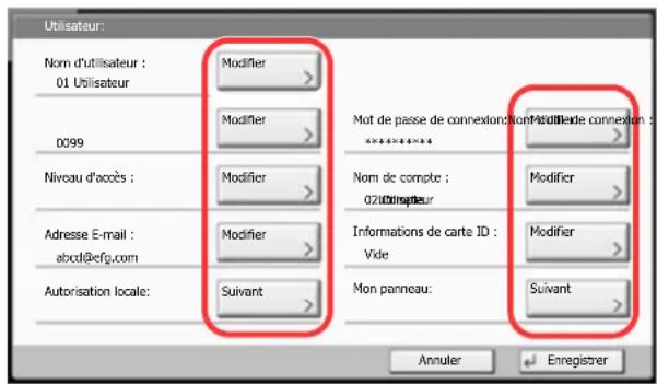 OLIVETTI dCopia 4500MF plus - Entrer les informations de l'utilisateur. - 1