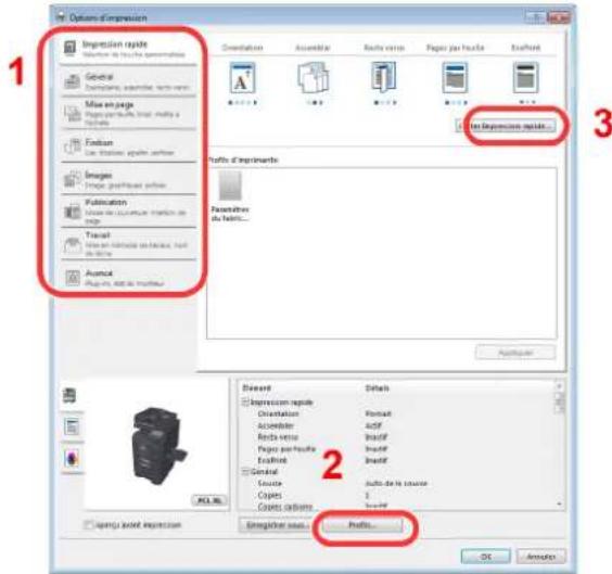OLIVETTI dCopia 4500MF plus - Écran des paramètres d'impression du pilote d'imprimante - 1