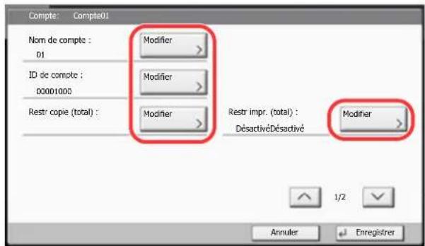 OLIVETTI dCopia 4500MF plus - Entre les informations du compte. - 1