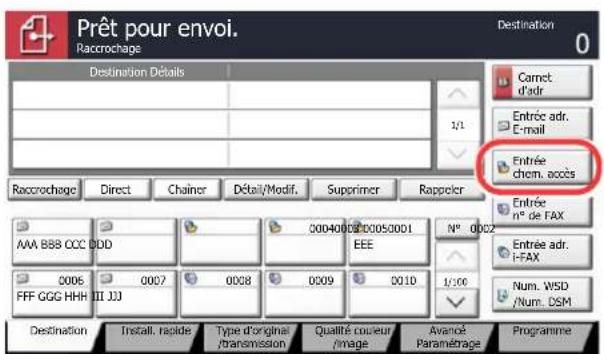 OLIVETTI dCopia 4500MF plus - Dans l'écran de base de la fonction envoi, appuyer sur [Entrée chem. accès]. - 1