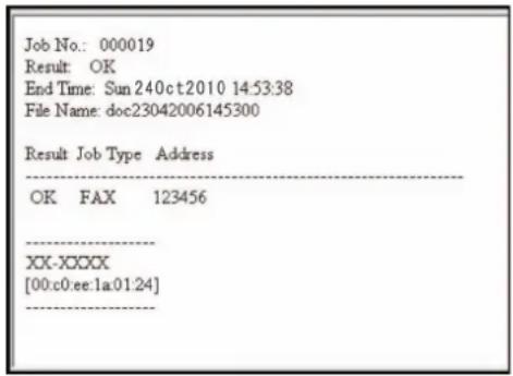OLIVETTI dCopia 8001MF - Rapport de résultat de réception par fax transmis par e-mail - 1
