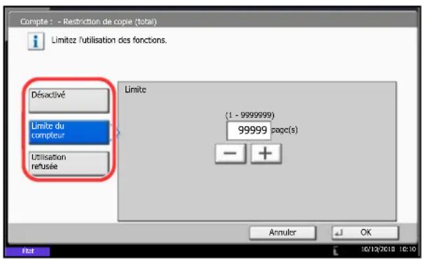 OLIVETTI dCopia 6500MF plus - Application de restrictions - 1