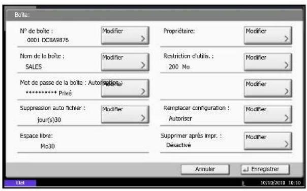 OLIVETTI dCopia 6500MF plus - Création de nouvelles Boîtes personalisées lorsque l'administration des connexions d'utilisateur est activée - 1