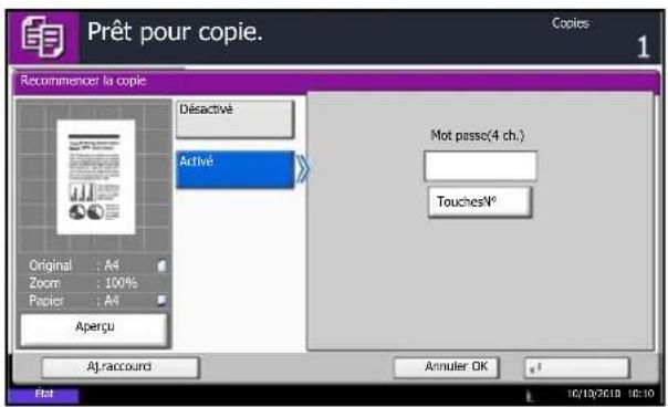 OLIVETTI dCopia 6500MF plus - Sélection de la fonction Recommencer la copie - 1
