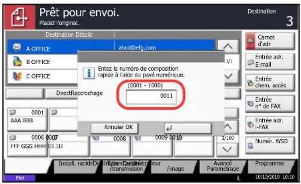 OLIVETTI dCopia 6500MF plus - Utilisation de la touche de recherche rapide par n° () - 1