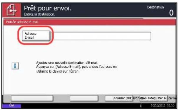 OLIVETTI dCopia 6500MF plus - Envoi en E-mail (Entree Adr. e-mail) - 2