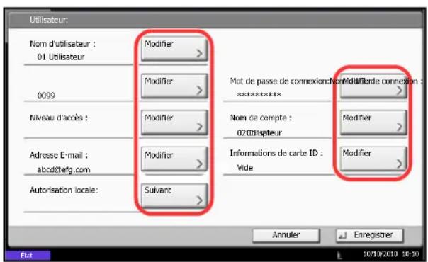 OLIVETTI dCopia 6500MF plus - Ajout d'un utiliser (liste utilisé local) - 1
