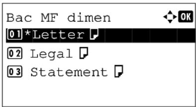 OLIVETTI dColor MF2604en - Spécification du format de papier et du type de support pour le bac MF - 7