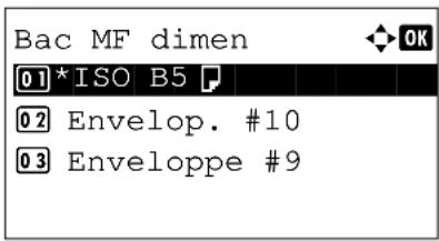 OLIVETTI dColor MF2604en - Spécification du format de papier et du type de support pour le bac MF - 8