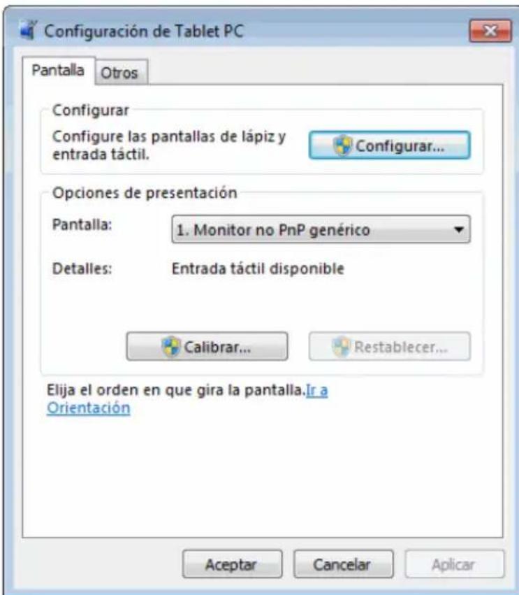 OLIVETTI Oliboard Touch - Hagalick en "Inicio" "Panel de control" "Configuracion de Tablet PC" - 1
