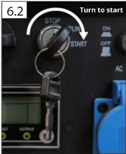 6.2 STOP RUN START ON OFF AC ALT OUTPUT