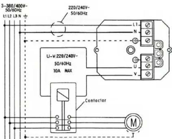 TROTEC TDP DSP - Scheme electrique dans le cas d'un raccordement triphas sans fiche secteur - 1