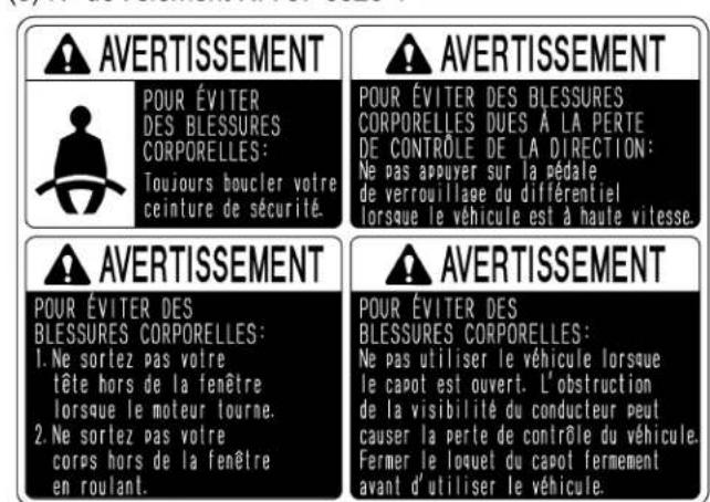 KUBOTA RTVX900 - Étiquettes de DANGER, d'avertissement et d'attention - 4