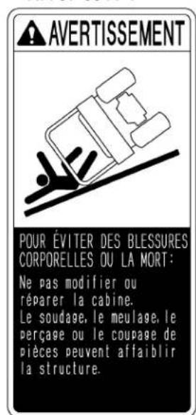 KUBOTA RTVX900 - Étiquettes de DANGER, d'avertissement et d'attention - 7