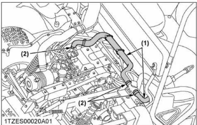 KUBOTA RTV520 - Vérification de la durite de radiateur et du collier - 1