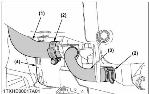 KUBOTA RTV520 - Vérification de la durite de radiateur et du collier - 3