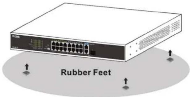 D-LINK DSS100E - Utilisation du commutateur sur une surface plane - 1