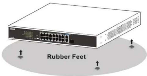 D-LINK DSS100E - Uso del conmutador sobre una superficie plana - 1