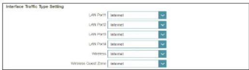 D-LINK DIR878 - Configuration du type de trafic de l'interface - 1