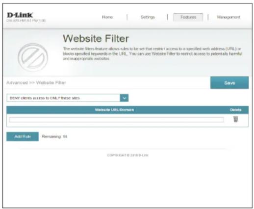 D-LINK DIR878 - Filtre de sites web - 1