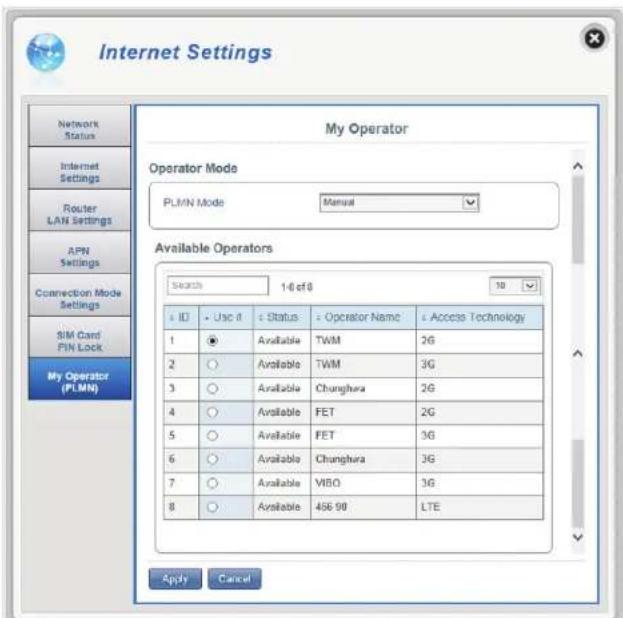 D-LINK DWR920 - Opérateurs disponibles - 1