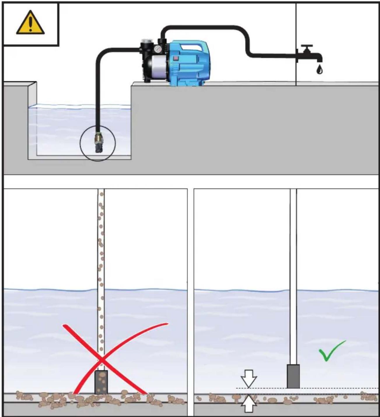 Diagram illustrating a water treatment or filtration system with labeled components and directional indicators.
