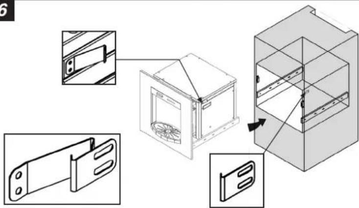 Technical diagram showing assembly steps of a device with labeled components and directional arrows indicating assembly direction.