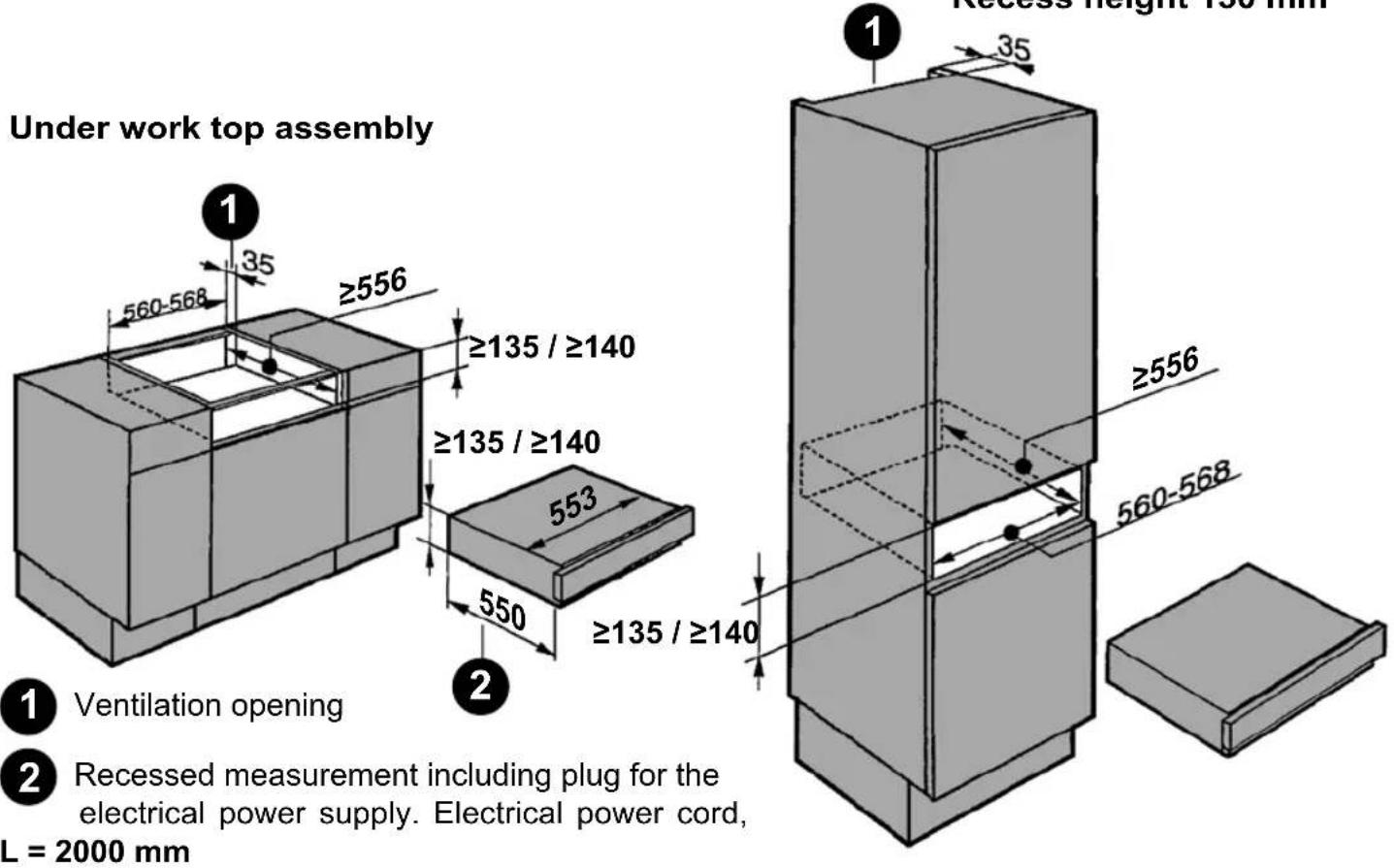 ROSIERES RVSD14 SV - Built-in measurements - 1
