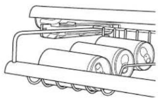 Technical line drawing of a mechanical roller system with rollers and guide rails (no text or symbols).