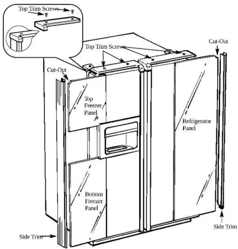 GE GSS25JFMWW - Attach the Top Trim on the Freezer and Refrigerator Doors. - 1