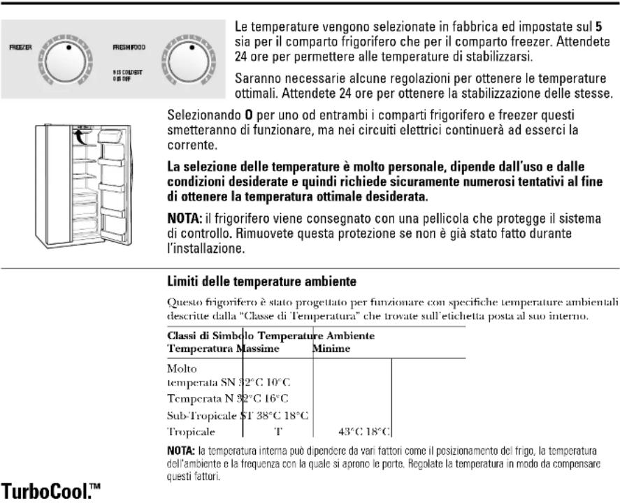 GE GSS25WGMBB - Regolazione delle temperature. - 1