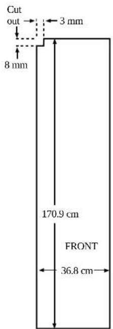 Cut out 3 mm 8 mm 170.9 cm FRONT 36.8 cm