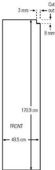 3 mm Cut out 8 mm 170.9 cm FRONT 49.5 cm