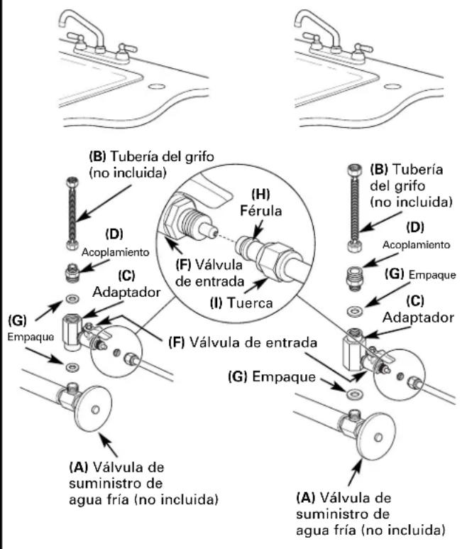 GE Profile PNRQ21LBN - Note la orientación del adaptador (C): - 1