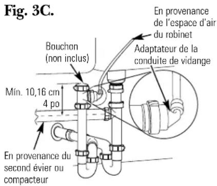 GE GXRV10ABL - OPTION c. installation avec évent partage—clapet-2p (mise à l'air LIBRE du type HUMIDE (fig. 3C)) - 2