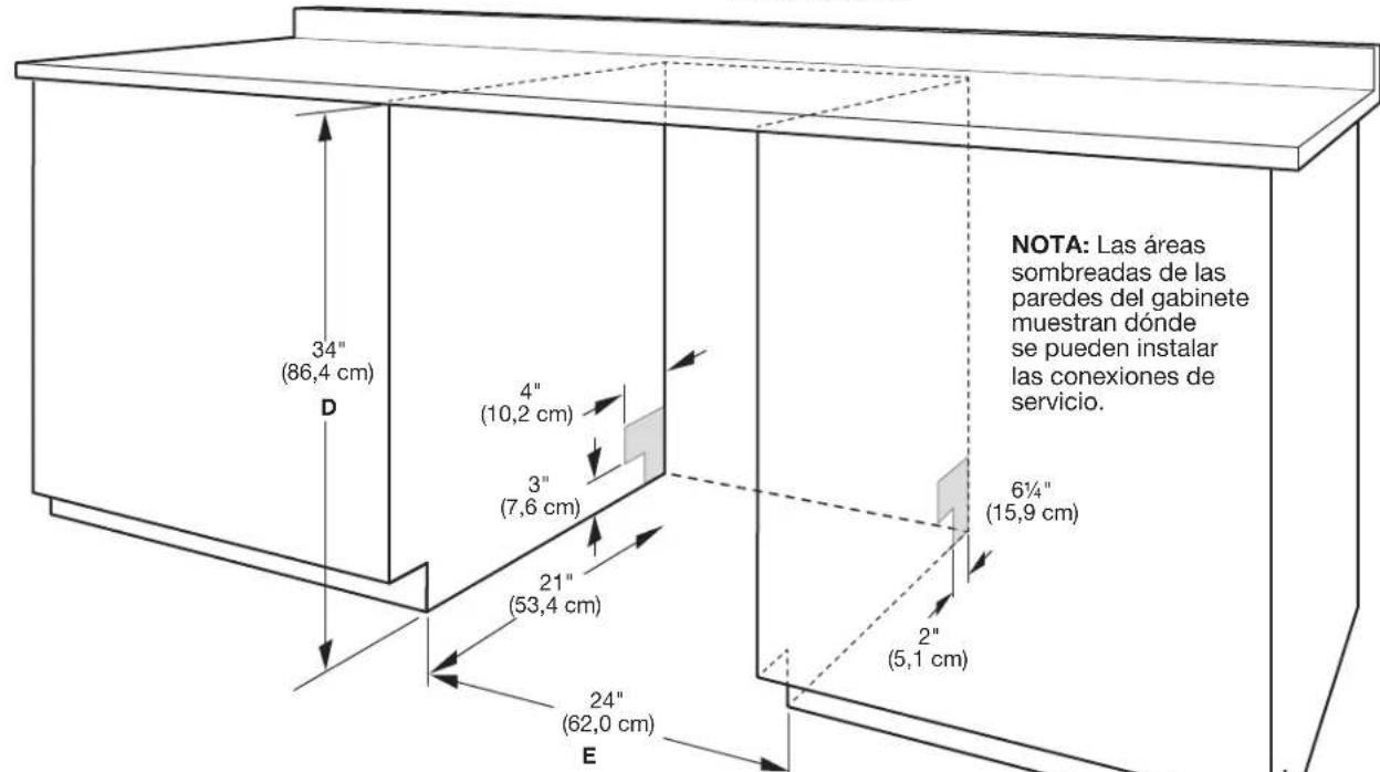GE GDT635HSRSS - DIMENSIONES DEL PRODUCTO Y DE LA ABERTURA DEL GABINETE: - 3