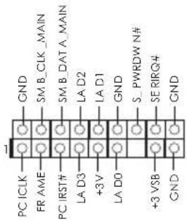 GND SM.B_CLK_MAIN SM.B_DAT_A_MAIN LA D2 LA D1 S. PWRDW N# SE RIRQ# GND +3 VSB +3 VSB GND PC CLK FR AME PC IRST# LA D3 LA D0 GND GND