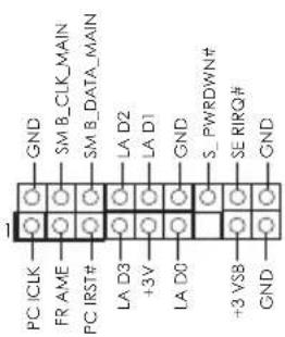 GND SM_B_CLK_MAIN SM_B_DATA_MAIN LA D2 LA D1 GND S_PWRDWN# SE_RIRQ# GND PC ICLK FRAME PC IRST# LA D3V +3V LA D0 +3 VSB GND