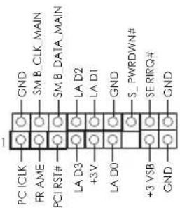 PC ICLK FR AME PCI RST# LA D3 +3V LA D0 +3 VSB GND SM B CLK MAIN SM B DATA MAIN LA D2 LA D1 GND S_PWRDWN# SE RIRQ# GND