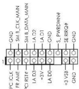 GND SM_B_CLK_MAIN SM_B_DATA_MAIN LA_D2 LA_D1 S_PWRDNW# SE_RIRQ# GND PC ICLK FR AWE PCI RST# LA D3 +3V LA D0 +3 VSB GND